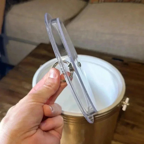 Vintage Ice Bucket Mid Century Modern MCM Copper/Gold w Ice Tongs Made in USA - Picture 9 of 10